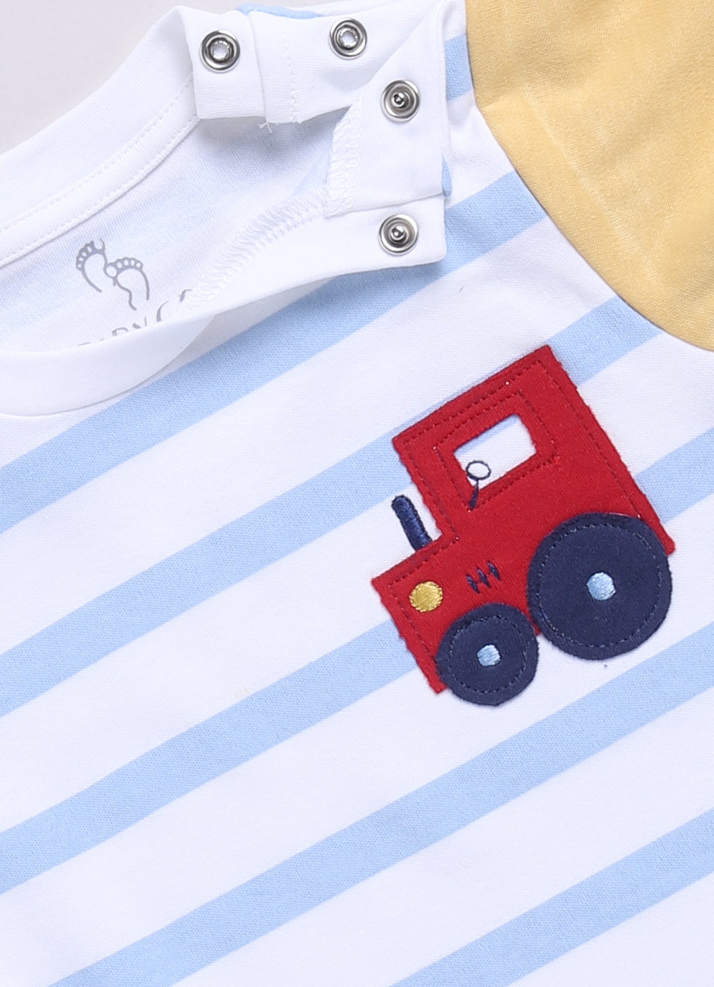 Multi Color Striped Baby Boy Half T Shirt & Short Set-Blue