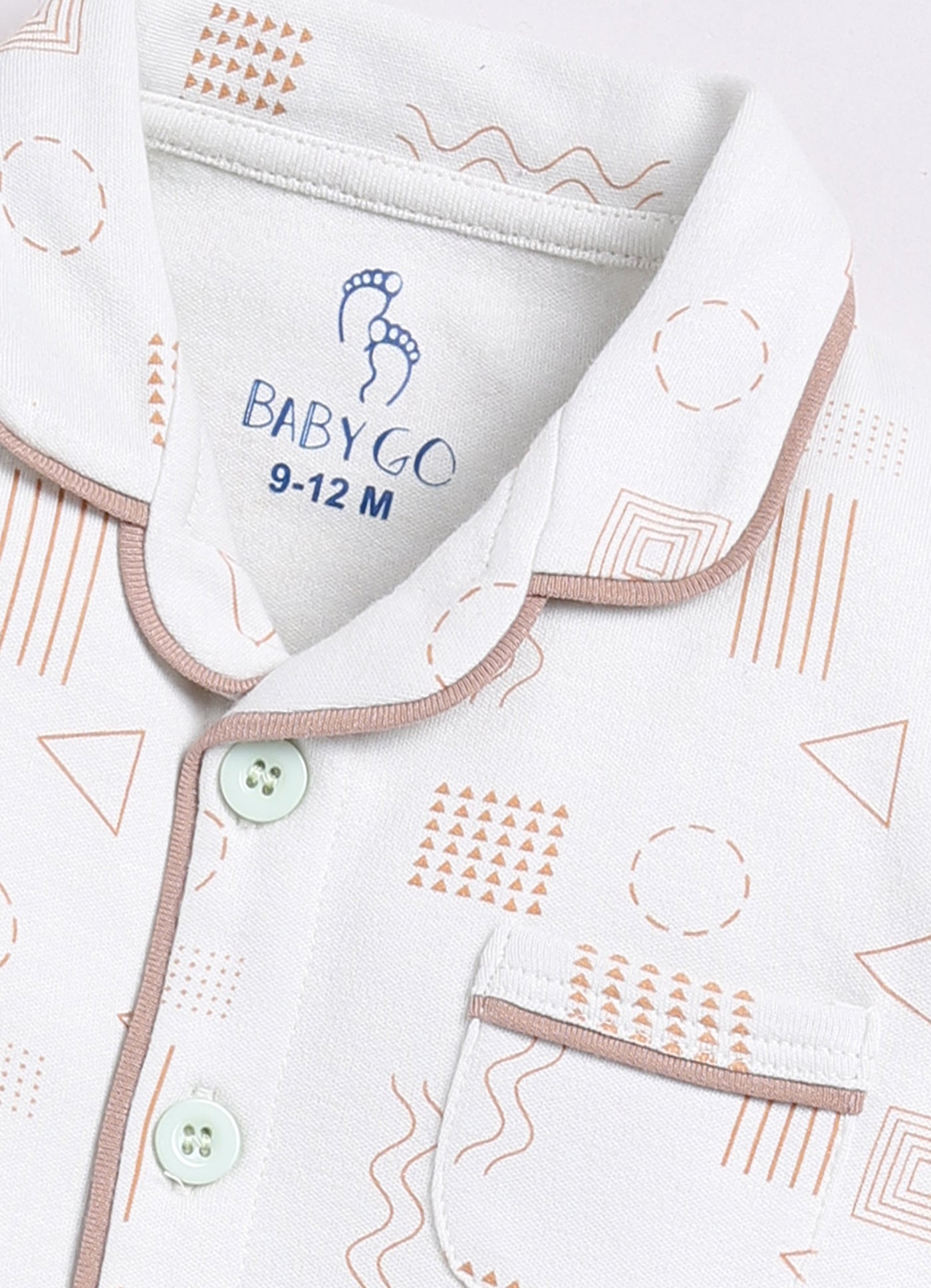 Baby Boy Comfy Full Sleeve Night Suit-OFF White