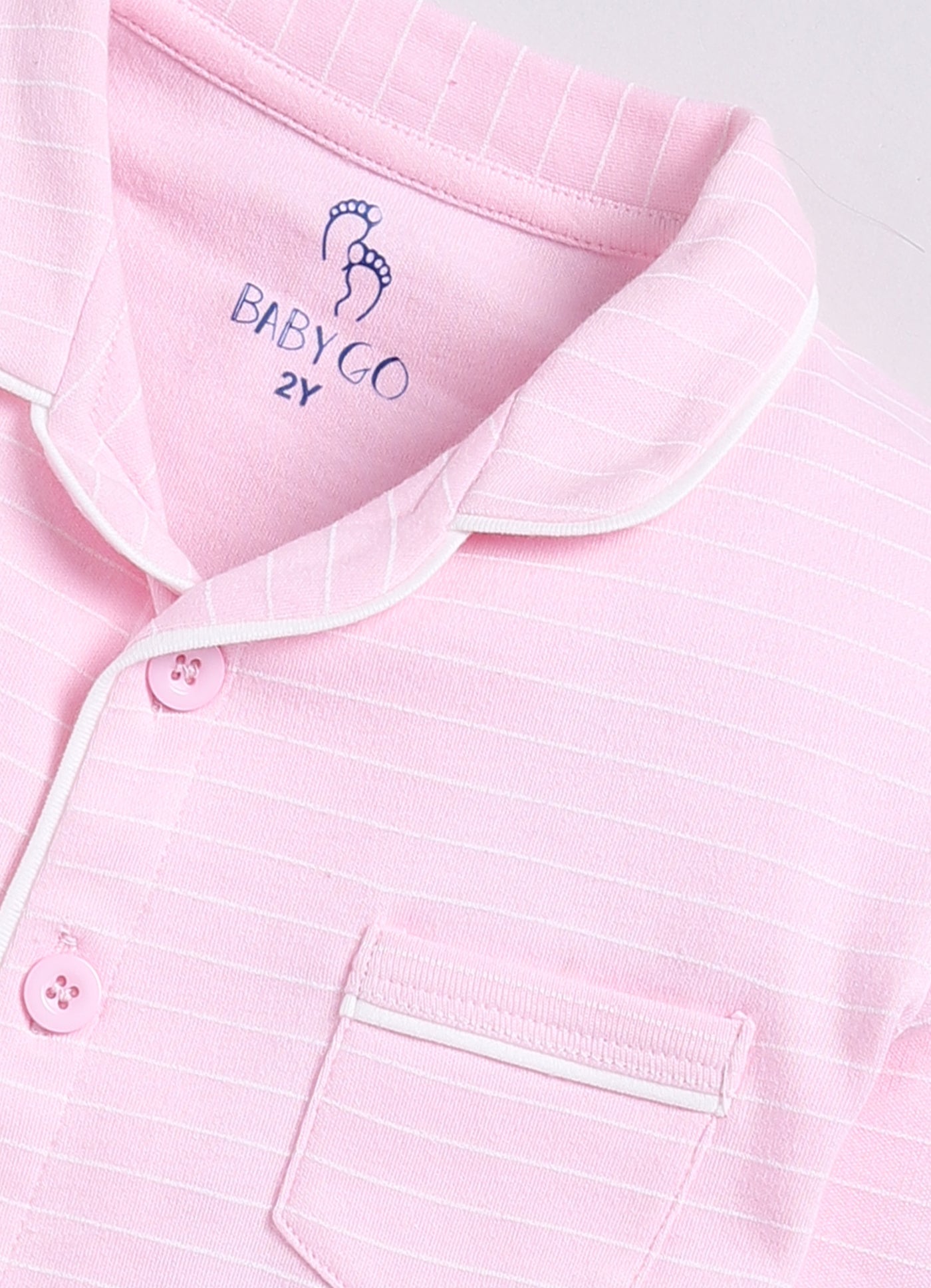 Stripped Printed Comfy Baby Girl Night Suit-PINK