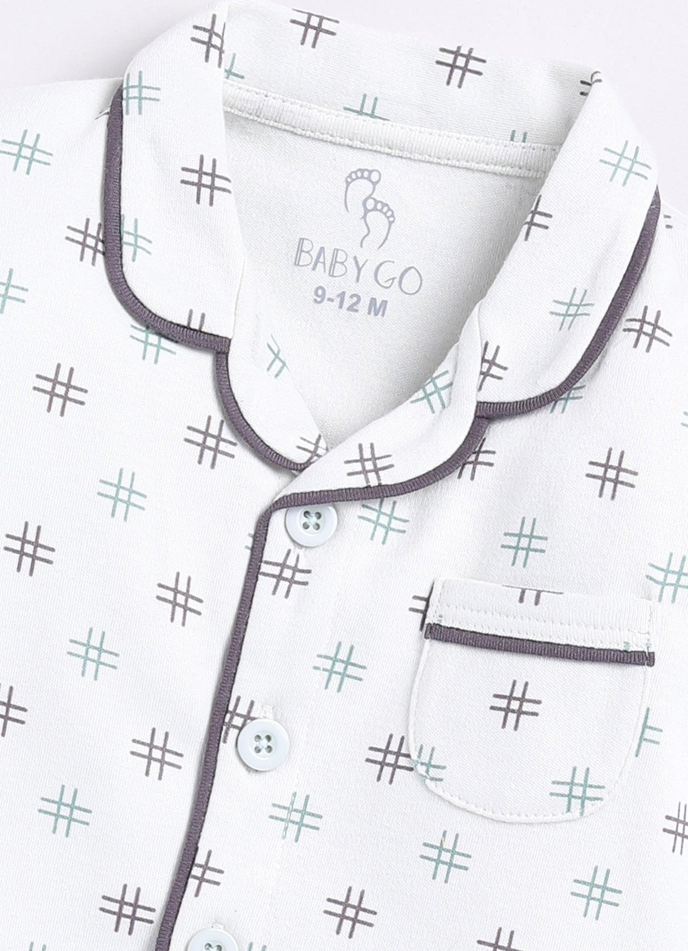 Baby Boy Comfy Printed Night Suit-WHITE