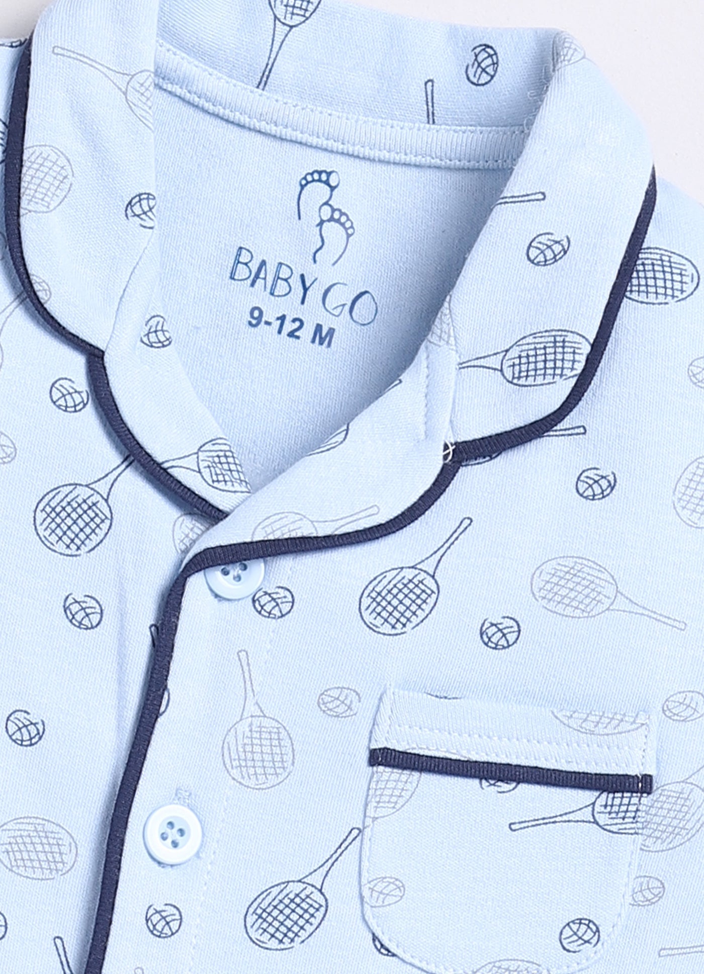Playful Printed Half Sleeves Baby Boy Night Suit-BLUE