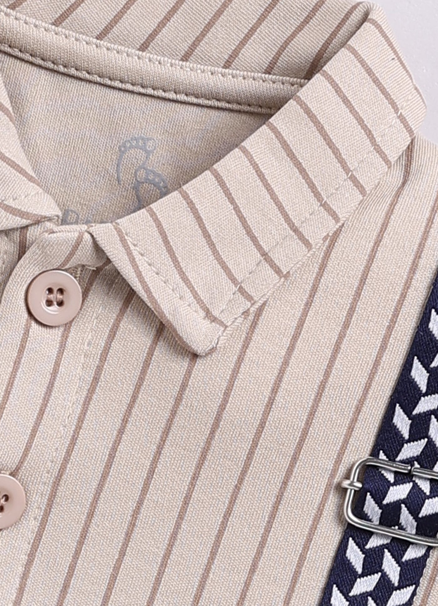 Baby Boy Collar Half T Shirt & Shorts Set-Beige