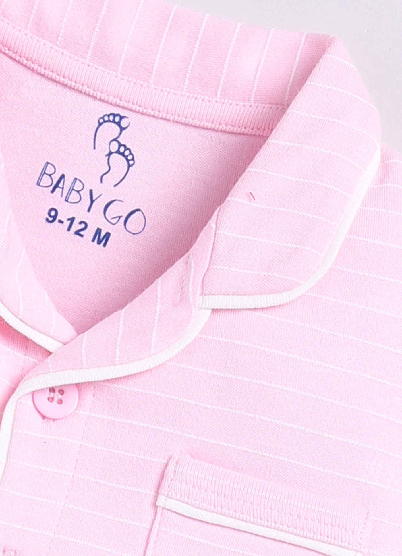 Stripped Baby Girl Half Sleeves Night Suit-PINK