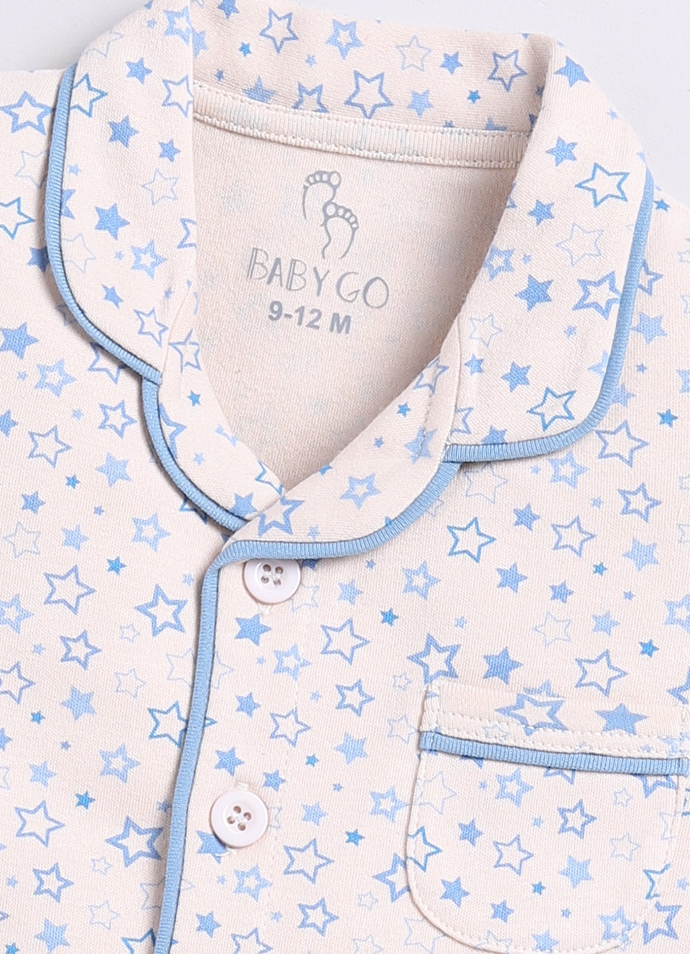 Star Print Baby Boy Half Sleeves Night Suit-BEIGE