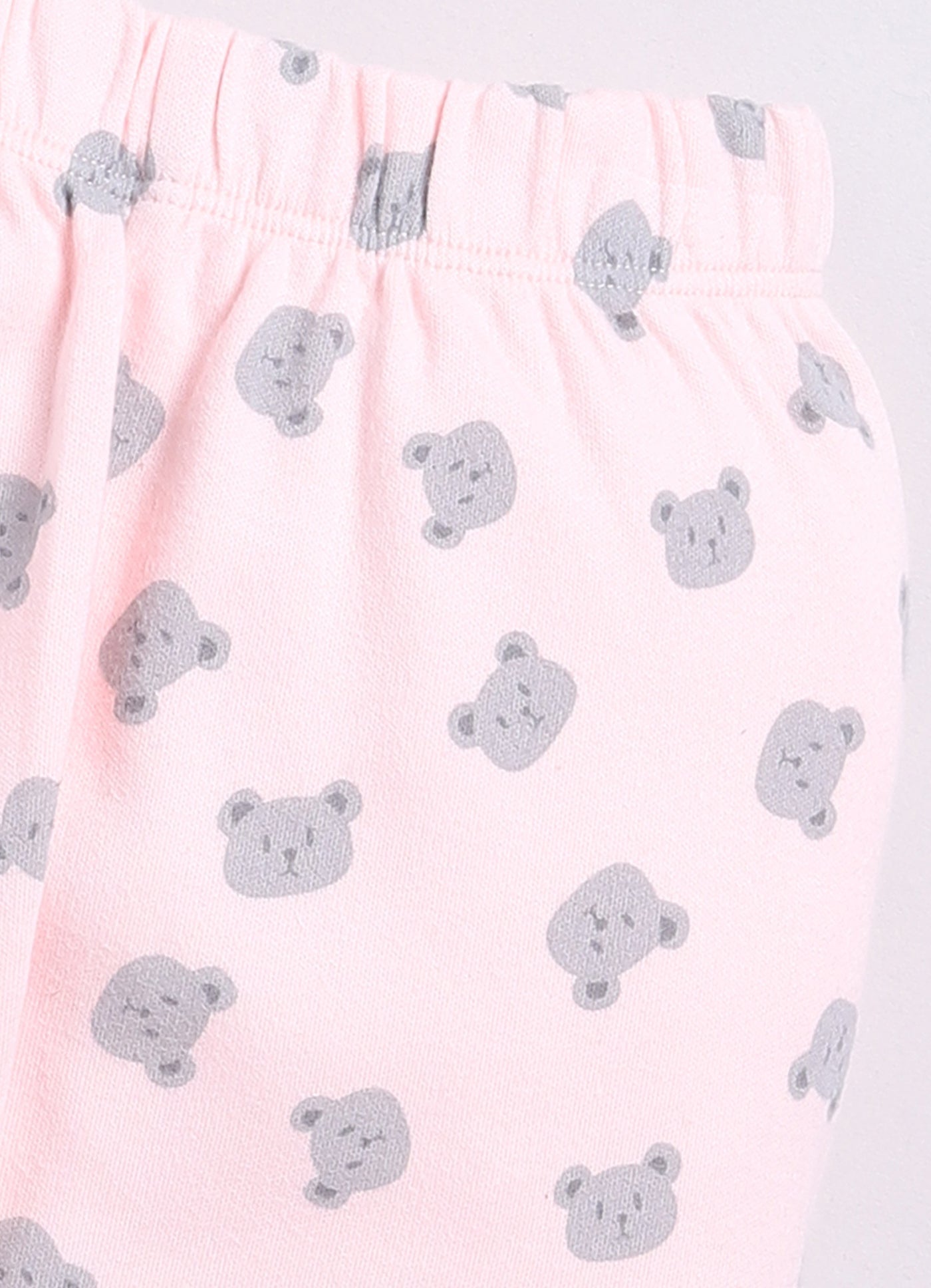 Bear Printed Baby Girl Night Suit-Peach