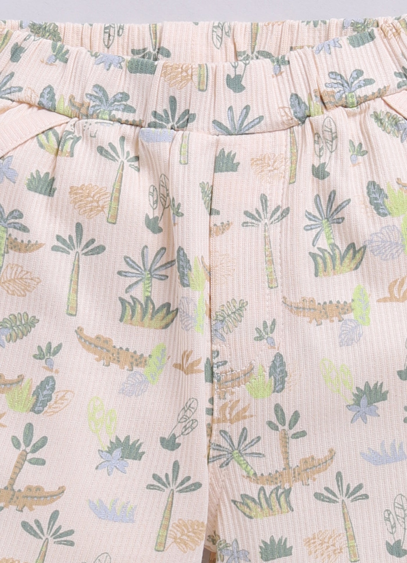Baby Boy Happy Crocodile Printed Half T Shirt & Short Playdate Outfit-Beige