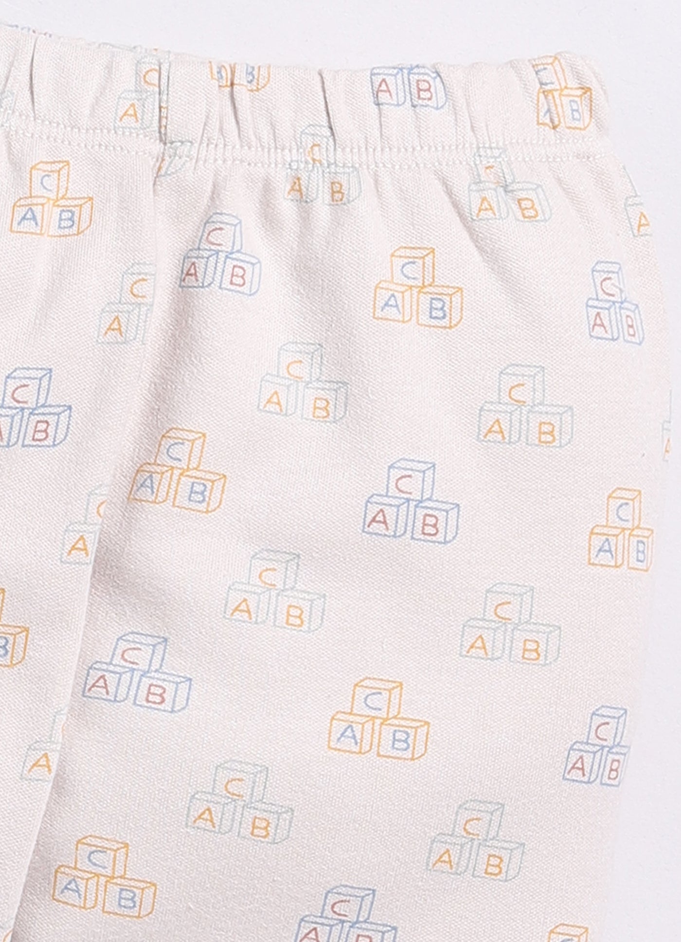Playful ABC Printed Baby Boy Half Sleeves Night Suit-BEIGE