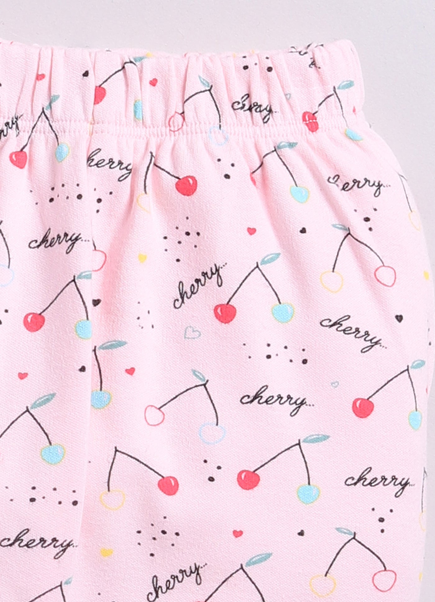 Cherry Prined & Comfy Half Sleeve Girl Night Suit-PINK