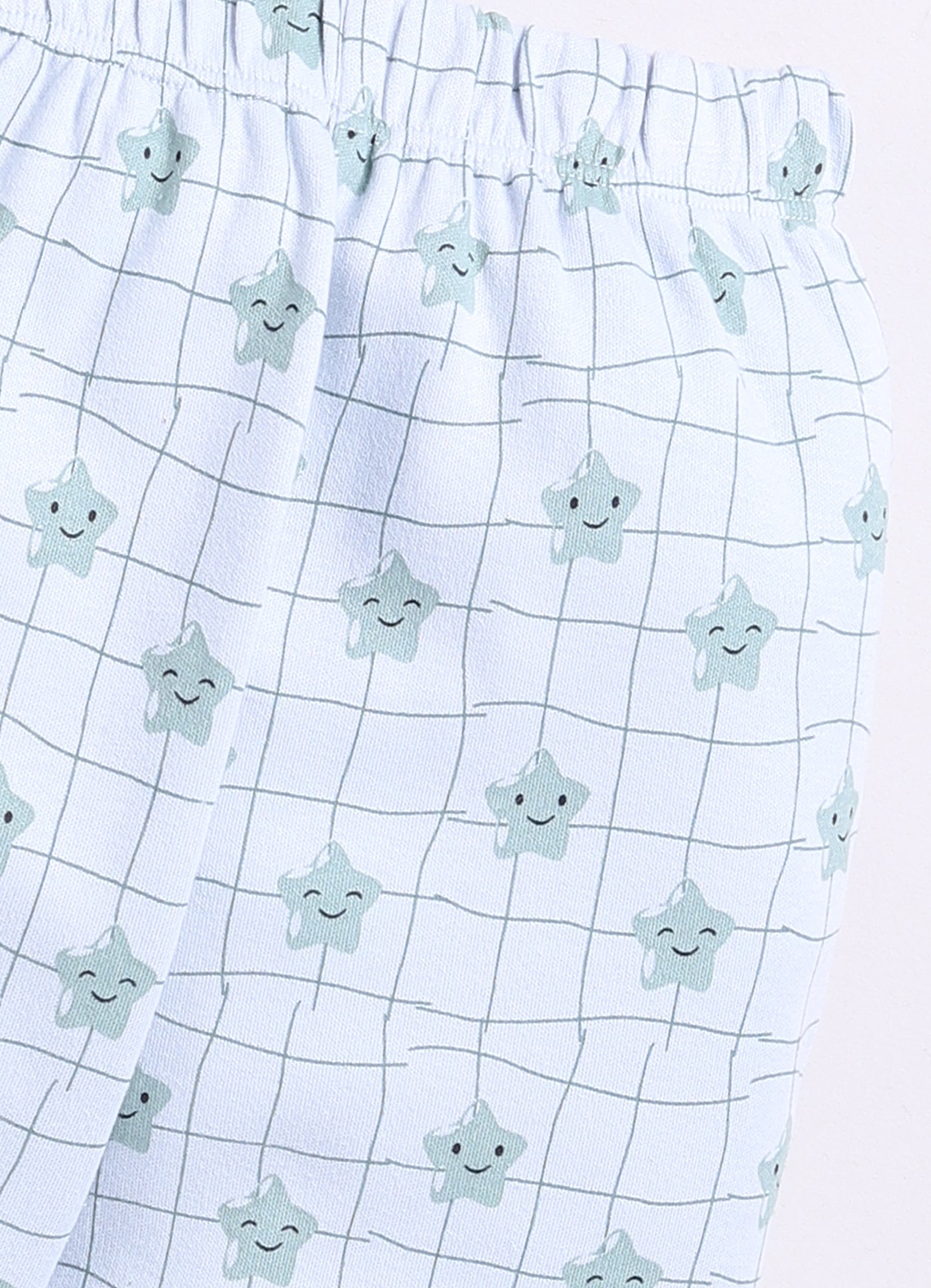 Baby Star Printed Half Sleeves Boy Night Suit-SEA GREEN