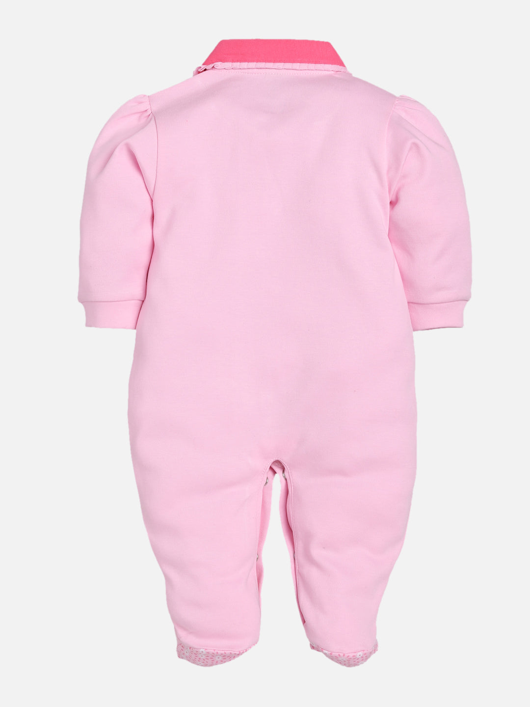 BABY GO 100% Pure Cotton Full Sleeves Rompers/Bodysuit/Sleepsuit for Baby Girl-PINK