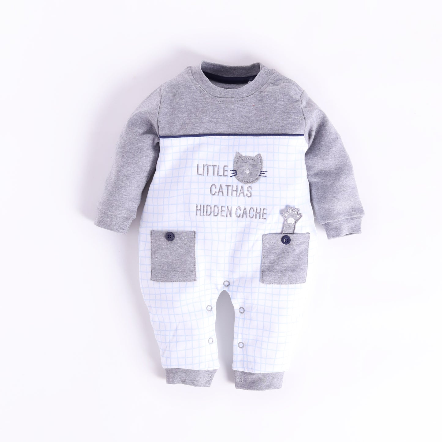 Cute cat prinetd full sleeves Rompe for Baby Boy-MAUVE