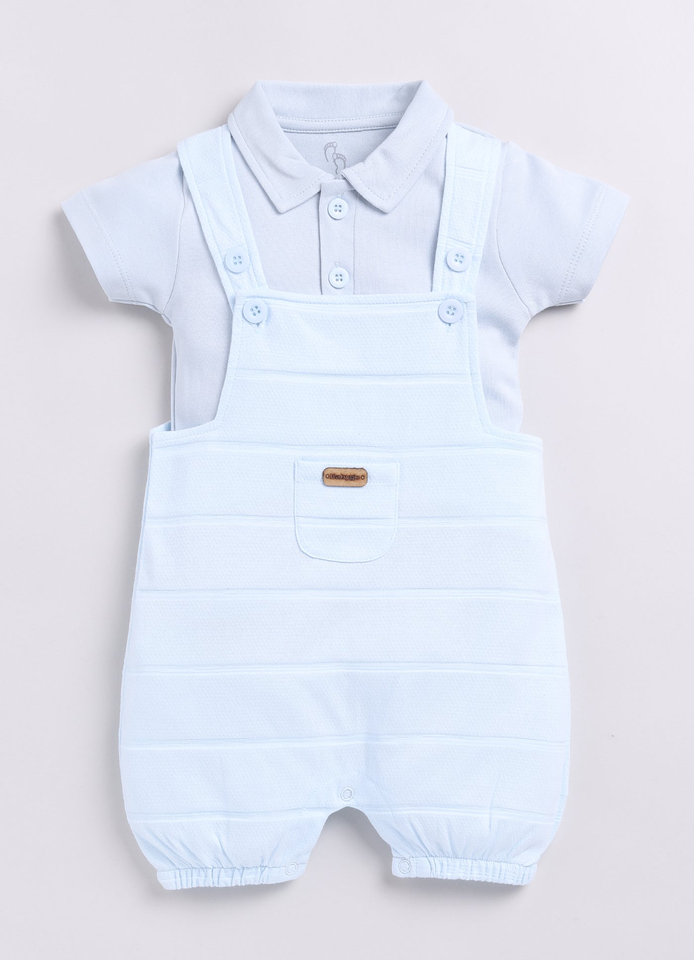 Half Sleeve Baby Boy BabyGo Dungaree-Sky Blue