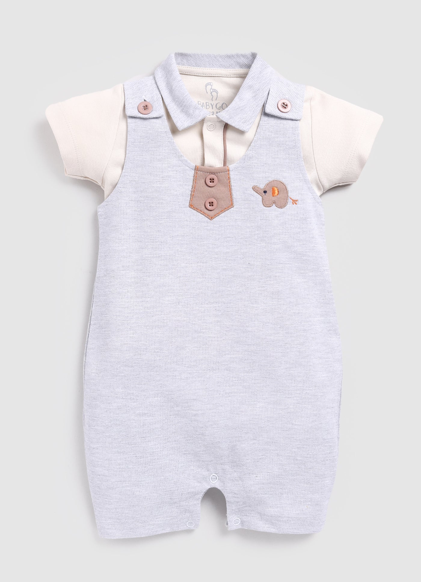 Cute Formal Baby Boy Dungaree-Beige