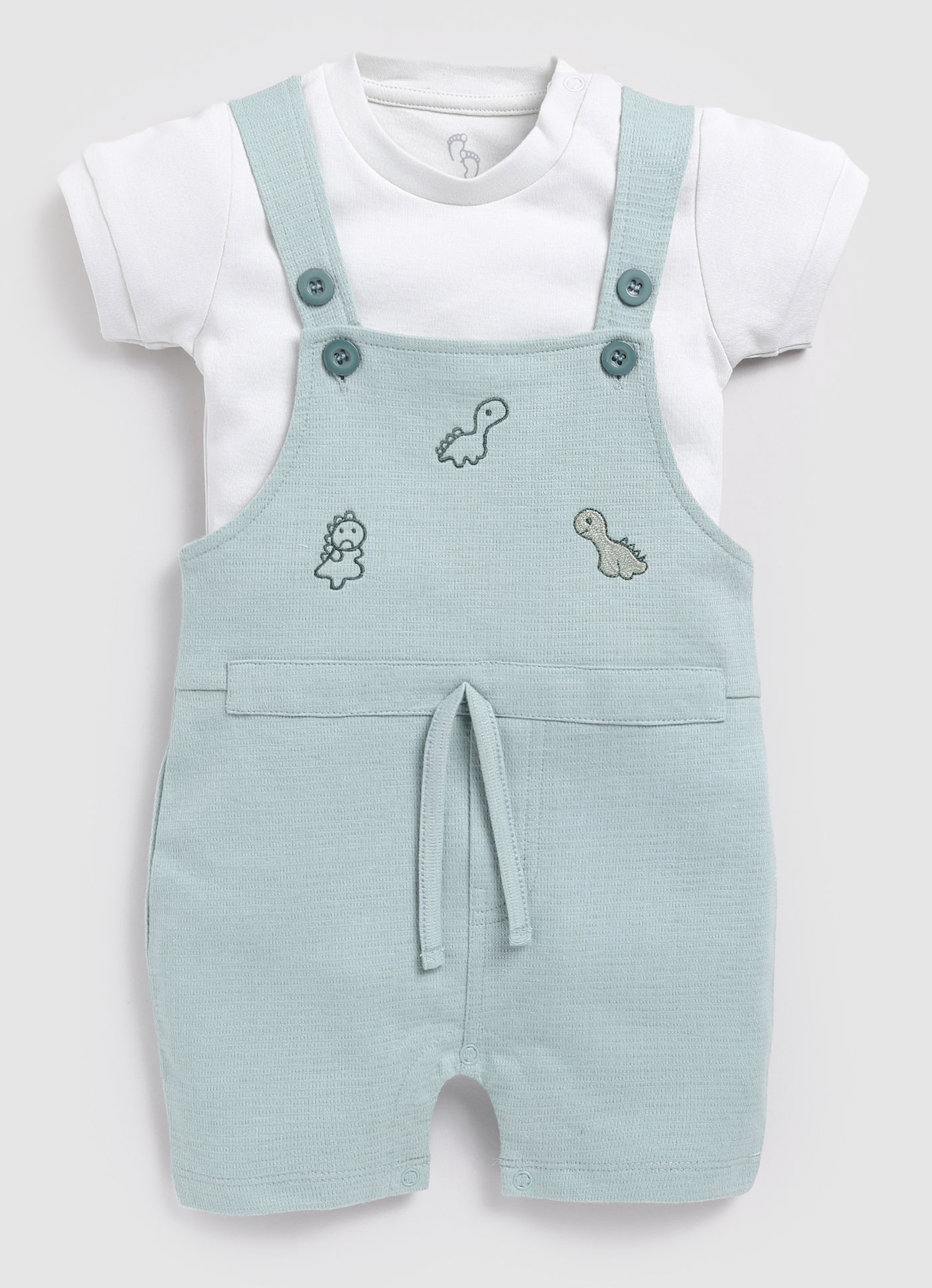 Baby Boy Cute Dino Dungaree-Green