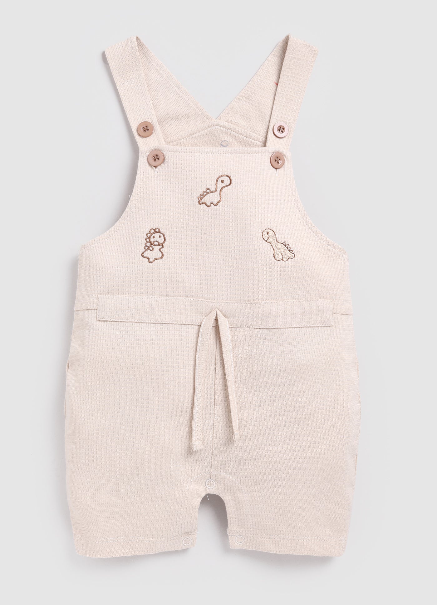 Baby Boy Cute Dino Dungaree-Beige