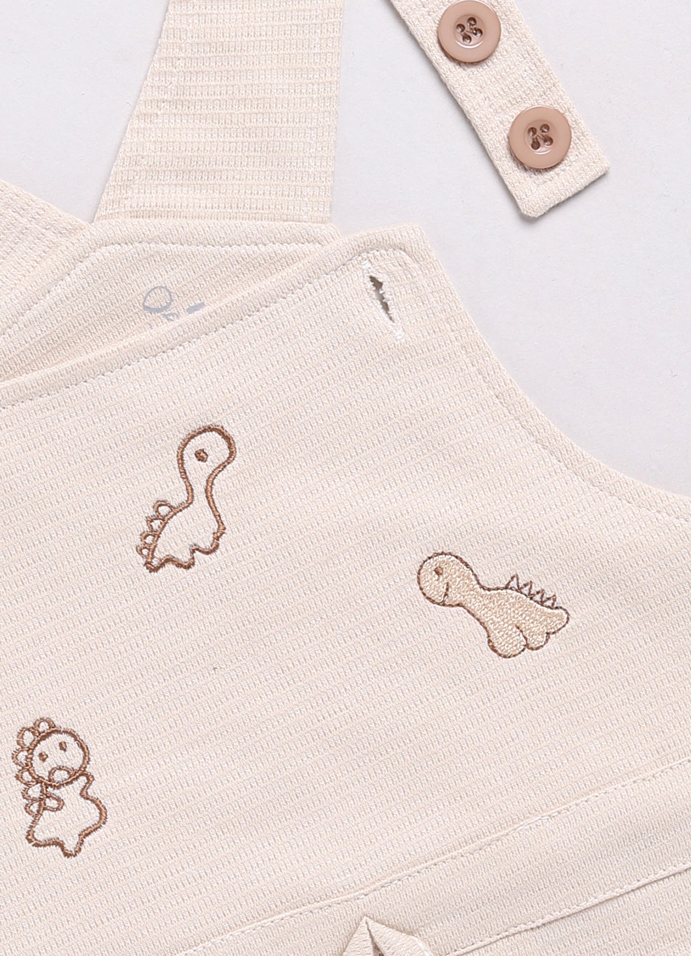 Baby Boy Cute Dino Dungaree-Beige