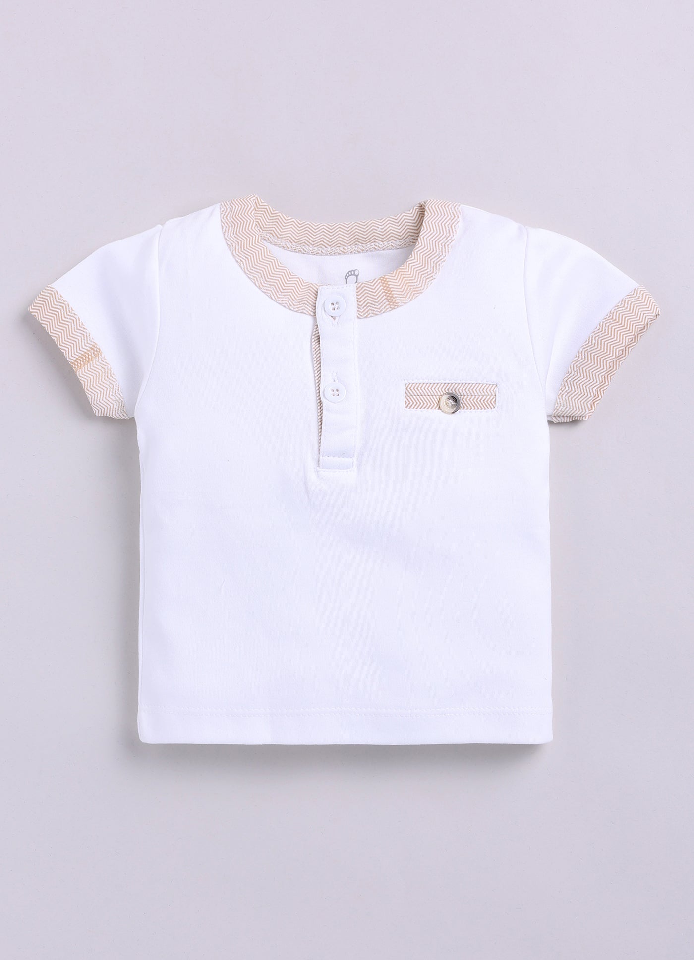 Half T-shirt and Shorts Set for Baby Boys 100% pure cotton-BEIGE