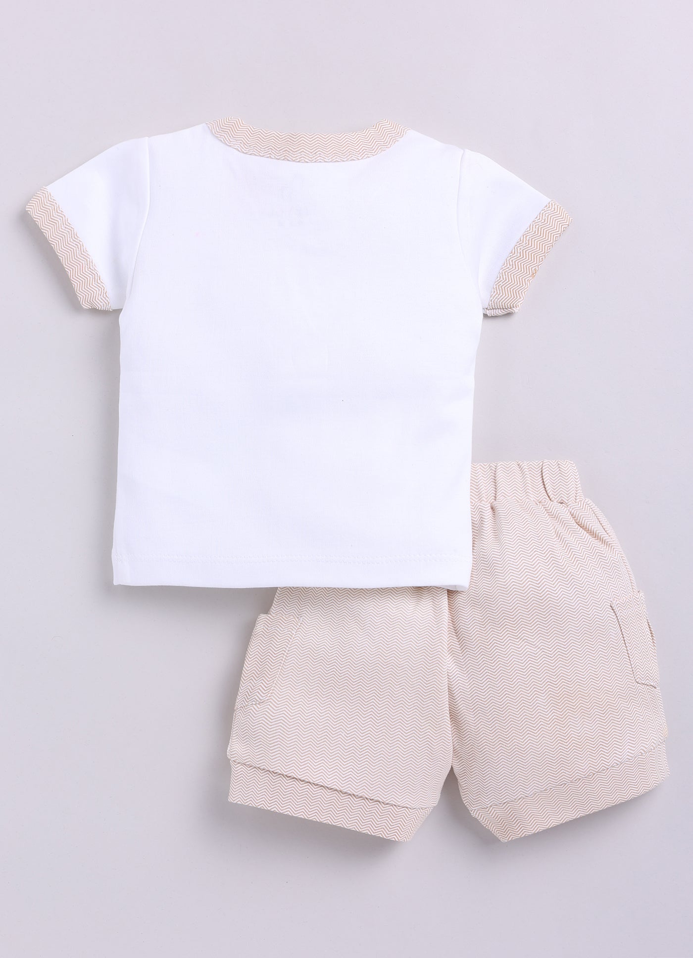 Half T-shirt and Shorts Set for Baby Boys 100% pure cotton-BEIGE