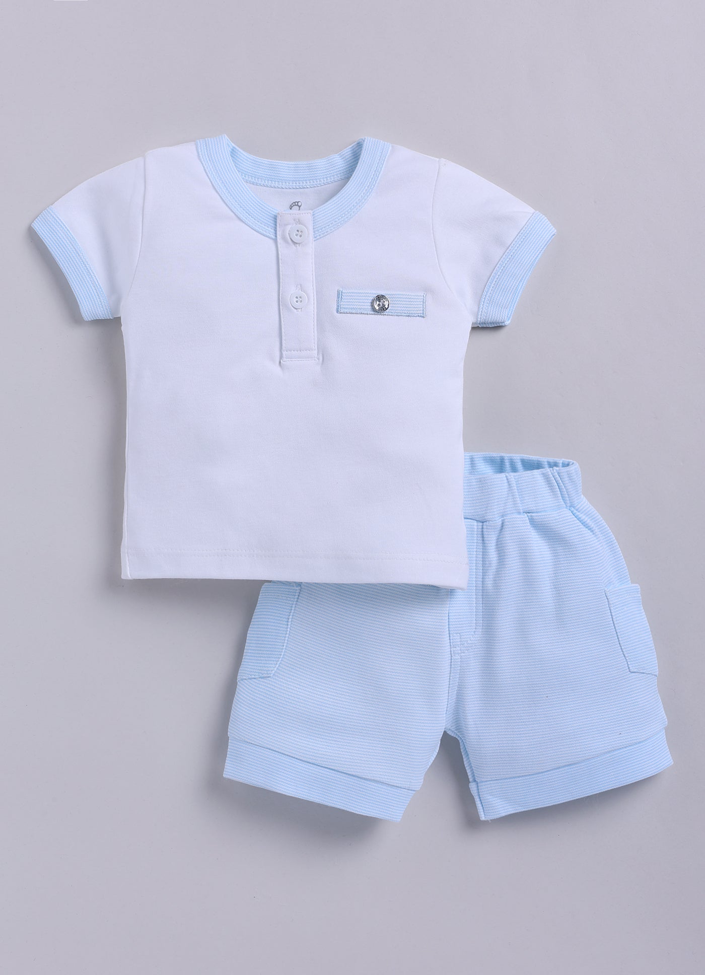 Half T-shirt and Shorts Set for Baby Boys 100% pure cotton-SKY