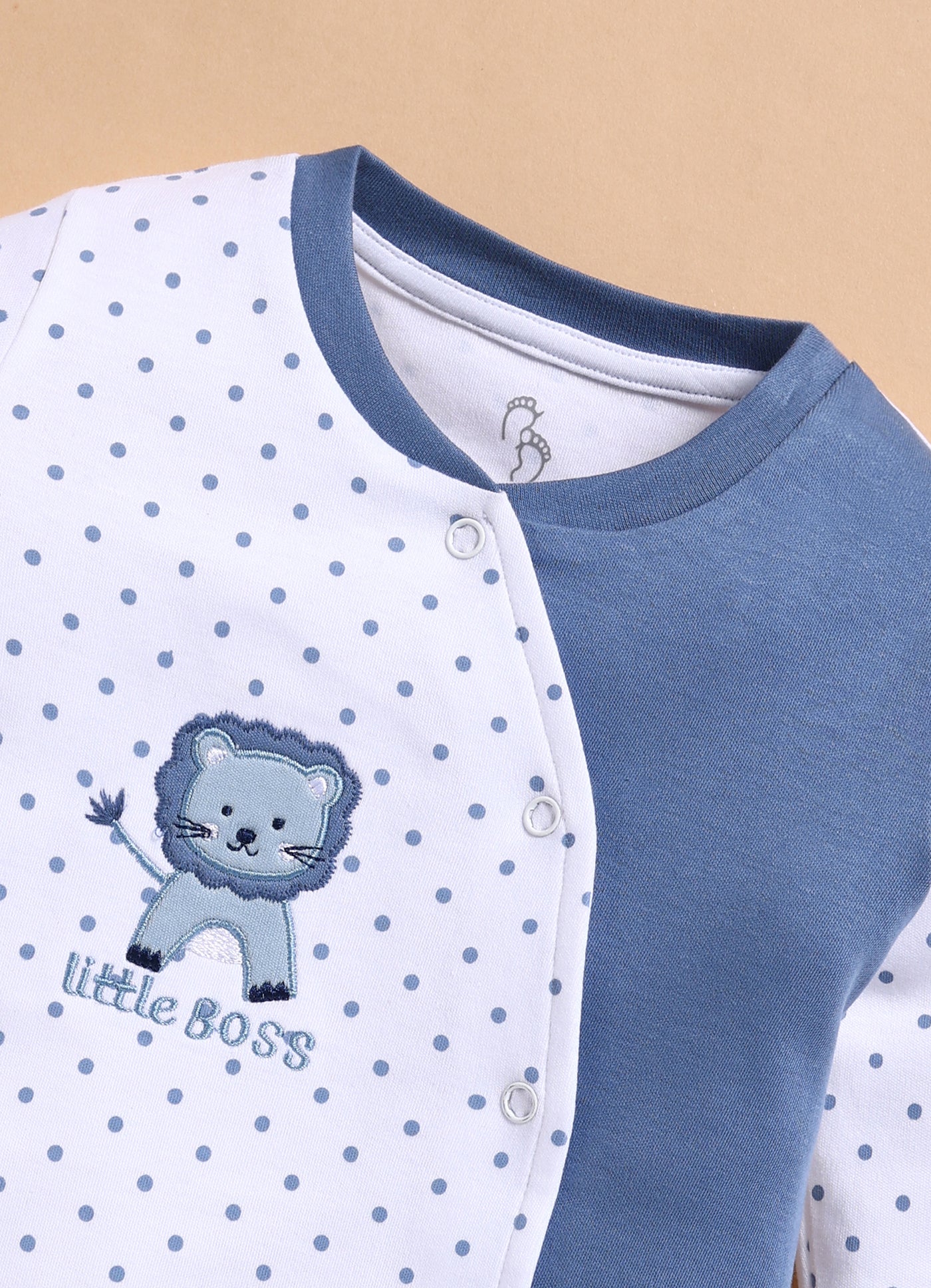 Full Sleeve Romper for Boys - Blue Little Boss