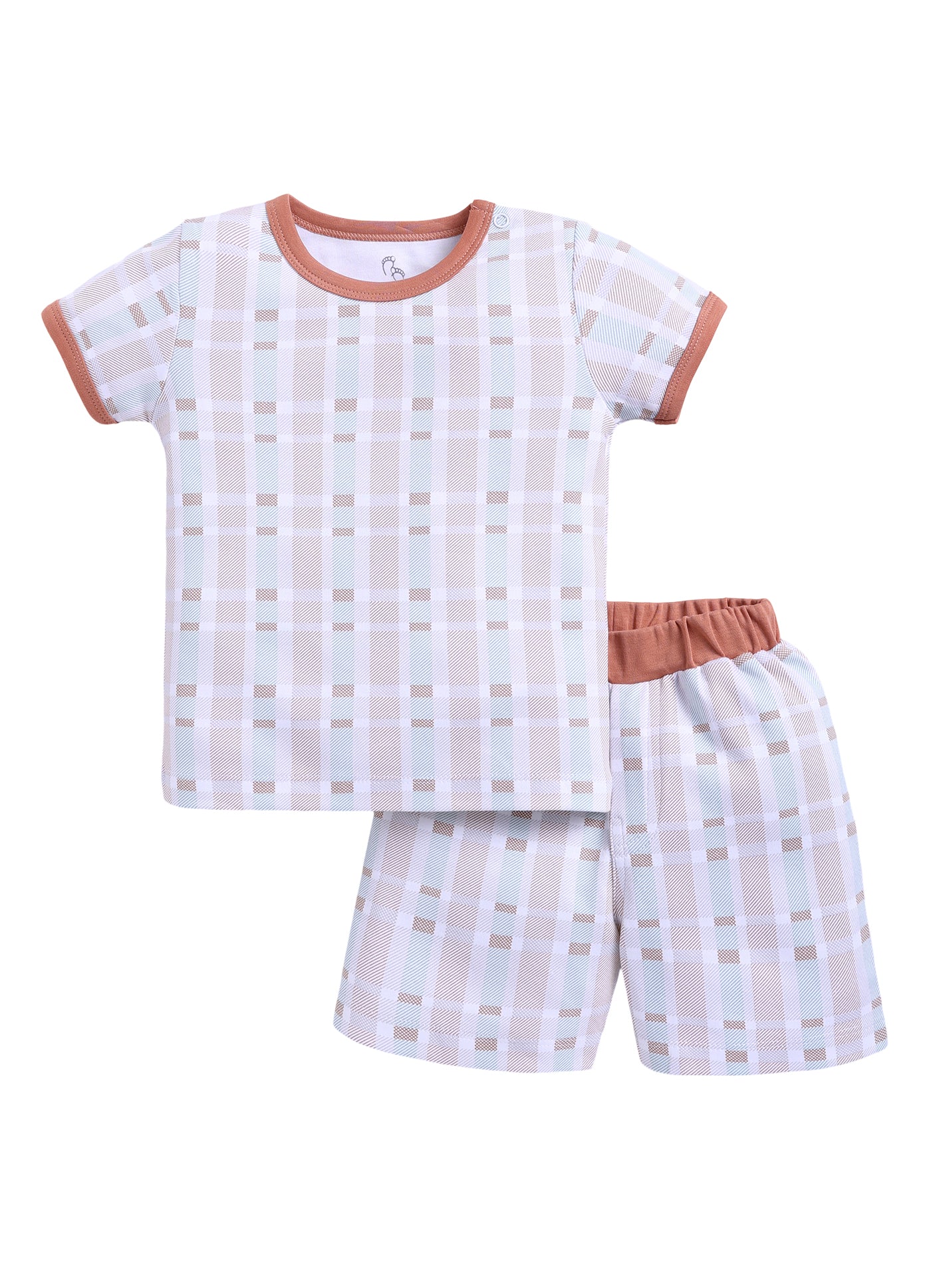 Half Sleeve Top & Bottom for Boys - Tan