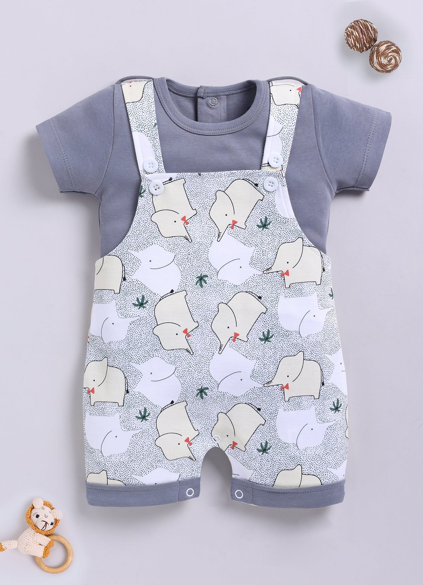 Half Sleeve Dungaree for Boys - Light Green