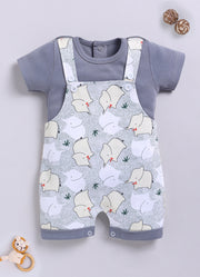 Half Sleeve Dungaree for Boys - Light Green