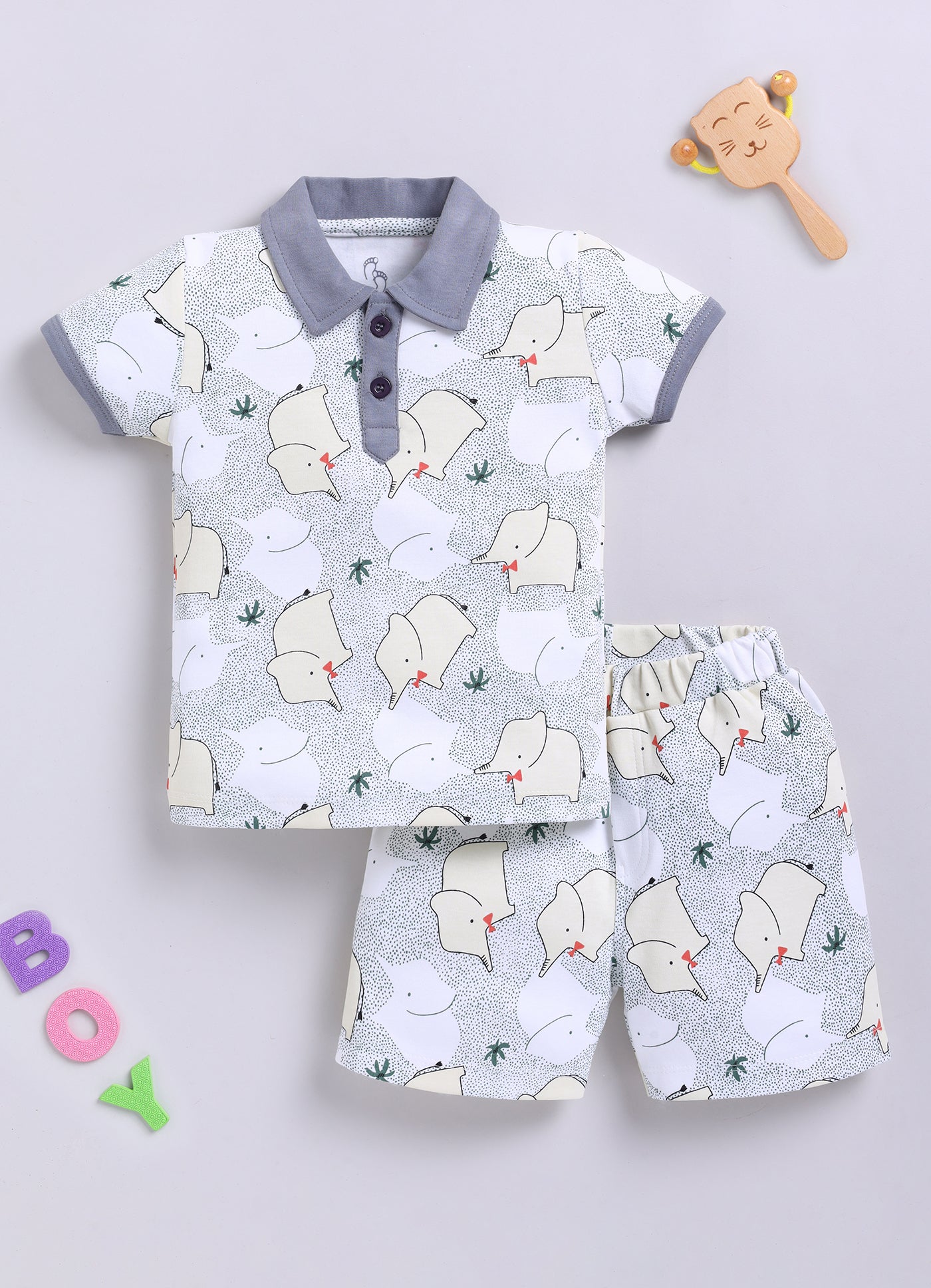 Half Sleeve Top & Bottom for Boys - Light Green