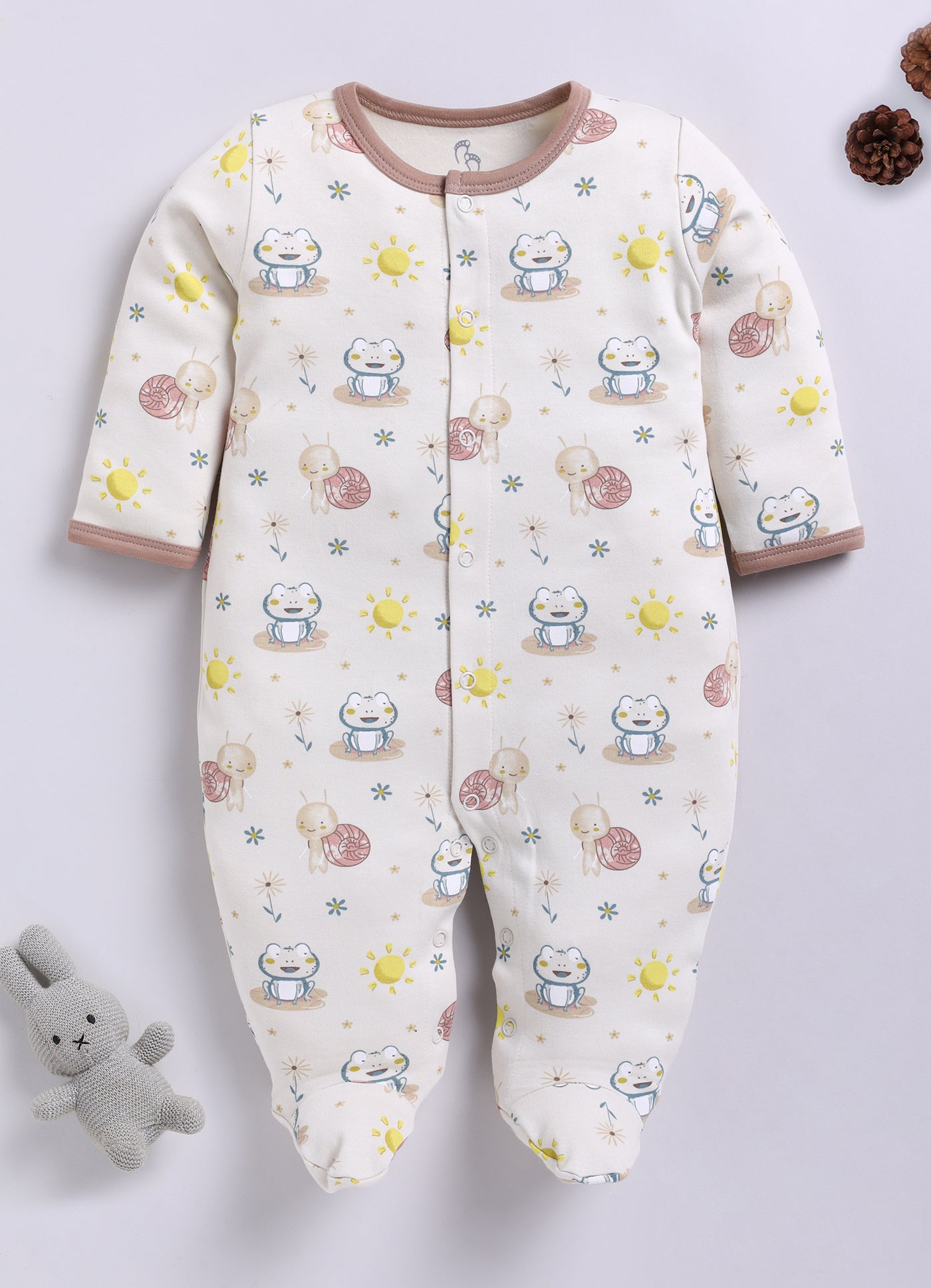 Full Sleeve Romper for Boys - Beige