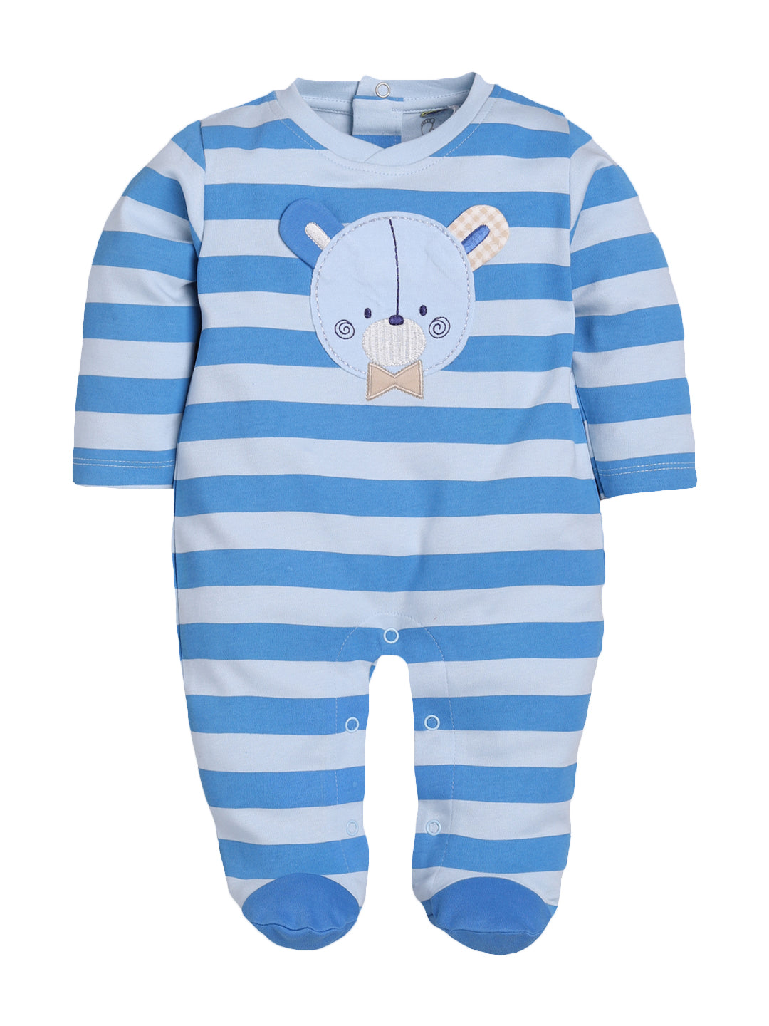 BABY GO 100% Pure Cotton Full Sleeves Rompers/Bodysuit/Sleepsuit for Baby Boys-SKY