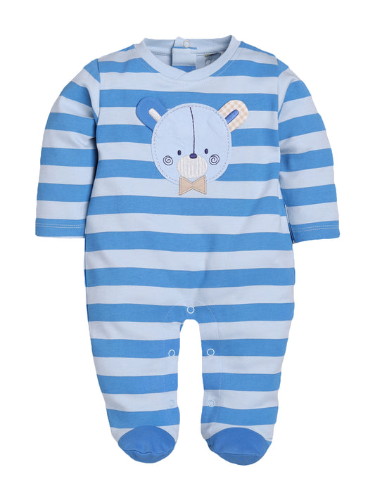 BABY GO 100% Pure Cotton Full Sleeves Rompers/Bodysuit/Sleepsuit for Baby Boys-SKY