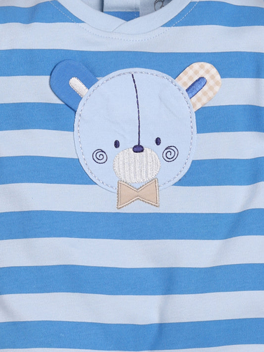 BABY GO 100% Pure Cotton Full Sleeves Rompers/Bodysuit/Sleepsuit for Baby Boys-SKY