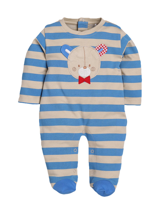 BABY GO 100% Pure Cotton Full Sleeves Rompers/Bodysuit/Sleepsuit for Baby Boys-BEIGE