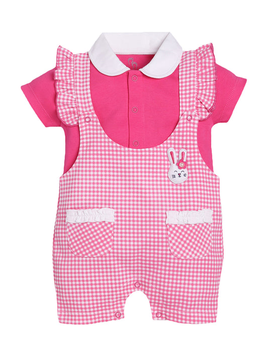 Dungarees for Baby Girls 100% pure cotton-FUSHIA