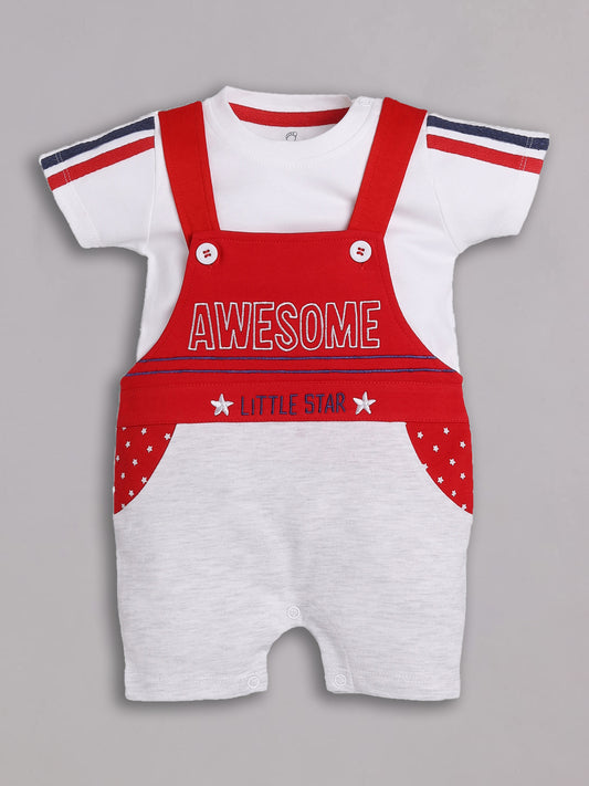 100% Pure Cotton Dungaree for Baby Boys-RED