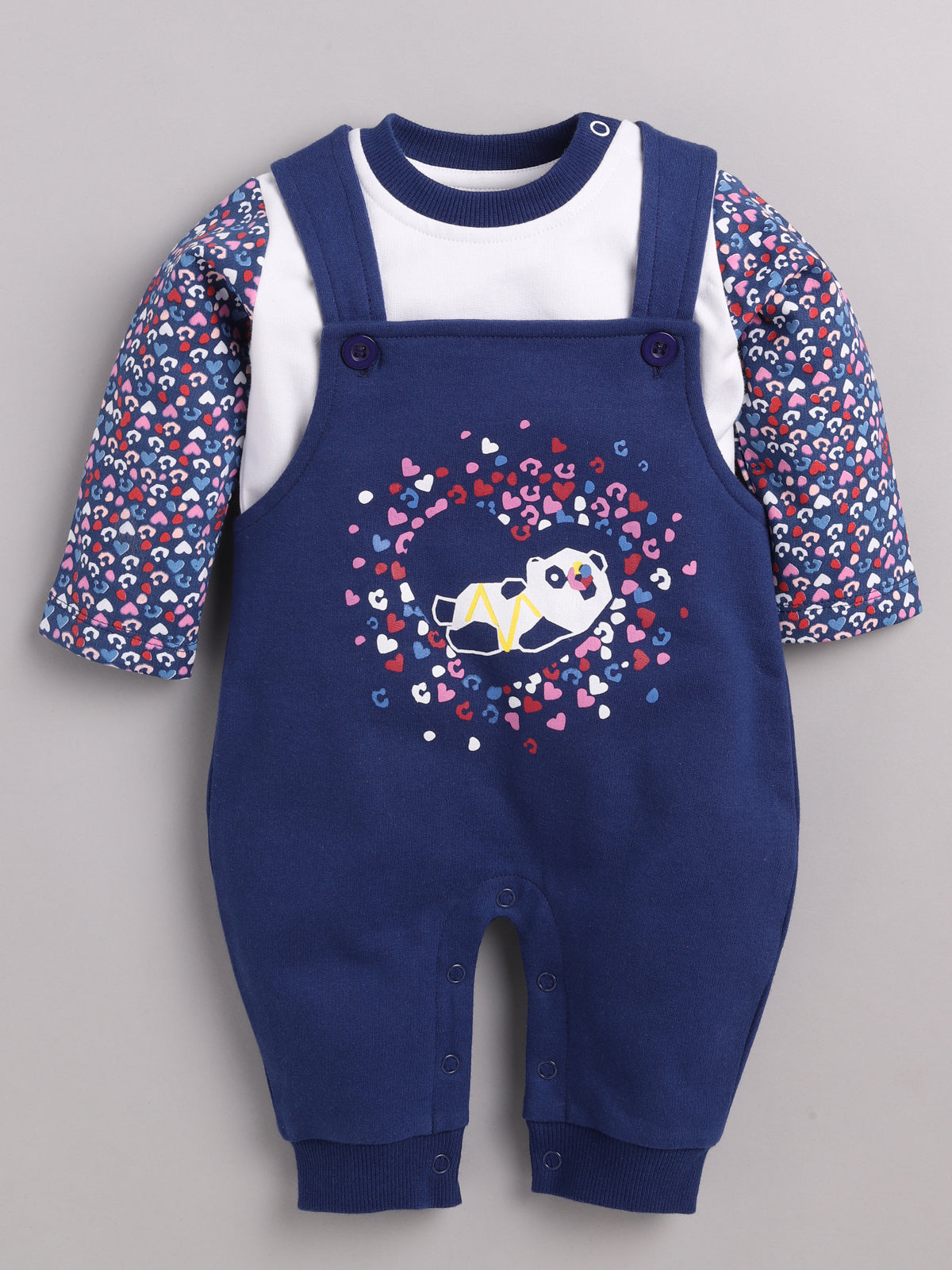 Full Sleeve Casual Cotton Dungaree Dress for Baby Boys NAVY