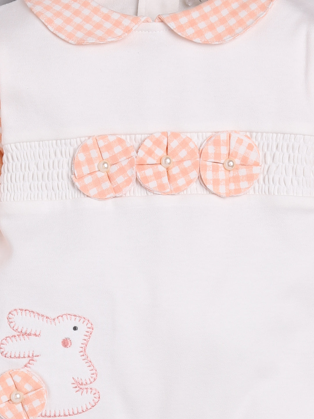 BABY GO 100% Pure Cotton Full Sleeves Rompers/Bodysuit/Sleepsuit for Baby Girls- PEACH