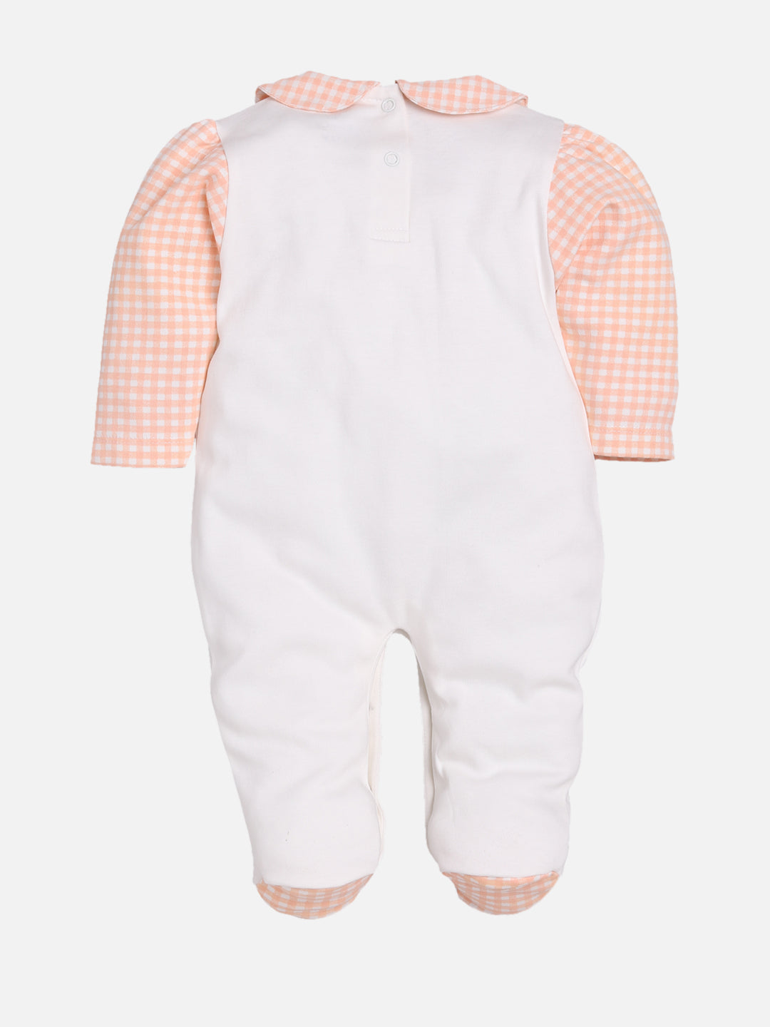 BABY GO 100% Pure Cotton Full Sleeves Rompers/Bodysuit/Sleepsuit for Baby Girls- PEACH