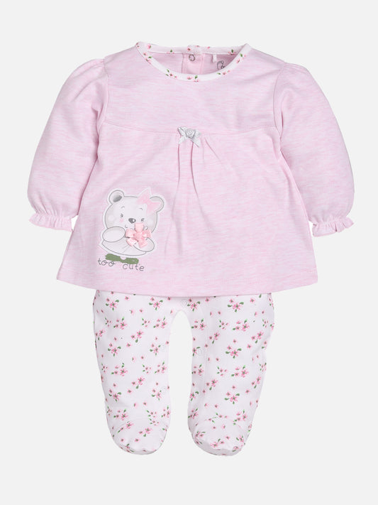 Too Cute Full Sleeves Rompers/Bodysuit/Sleepsuit for Baby Girl 100% Pure Cotton-PINK