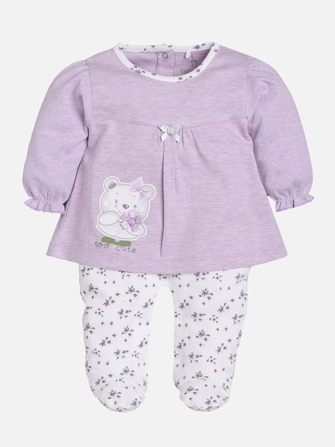 To Cute Full Sleeves Rompers/Bodysuit/Sleepsuit for Baby Girl-PEACH 100% Pure Cotton