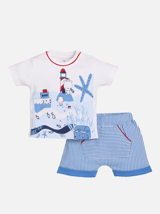 T-shirt and Shorts Set for Baby Boys 100% pure cotton-ROYAL
