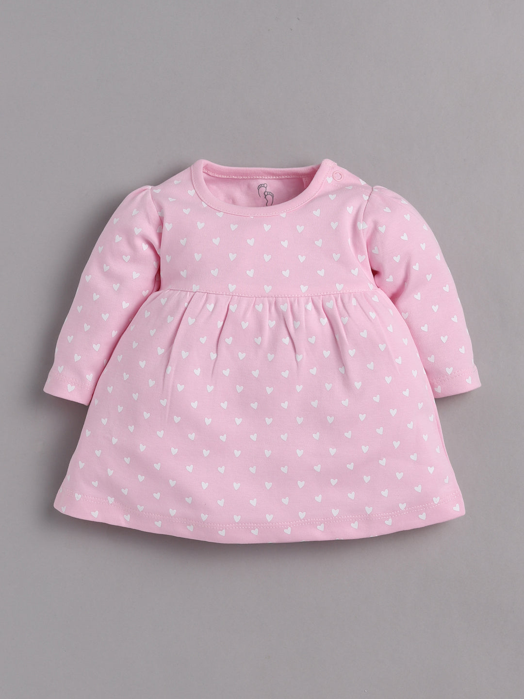 Mid/knee length baby girl kitten frock for casual wear-PINK