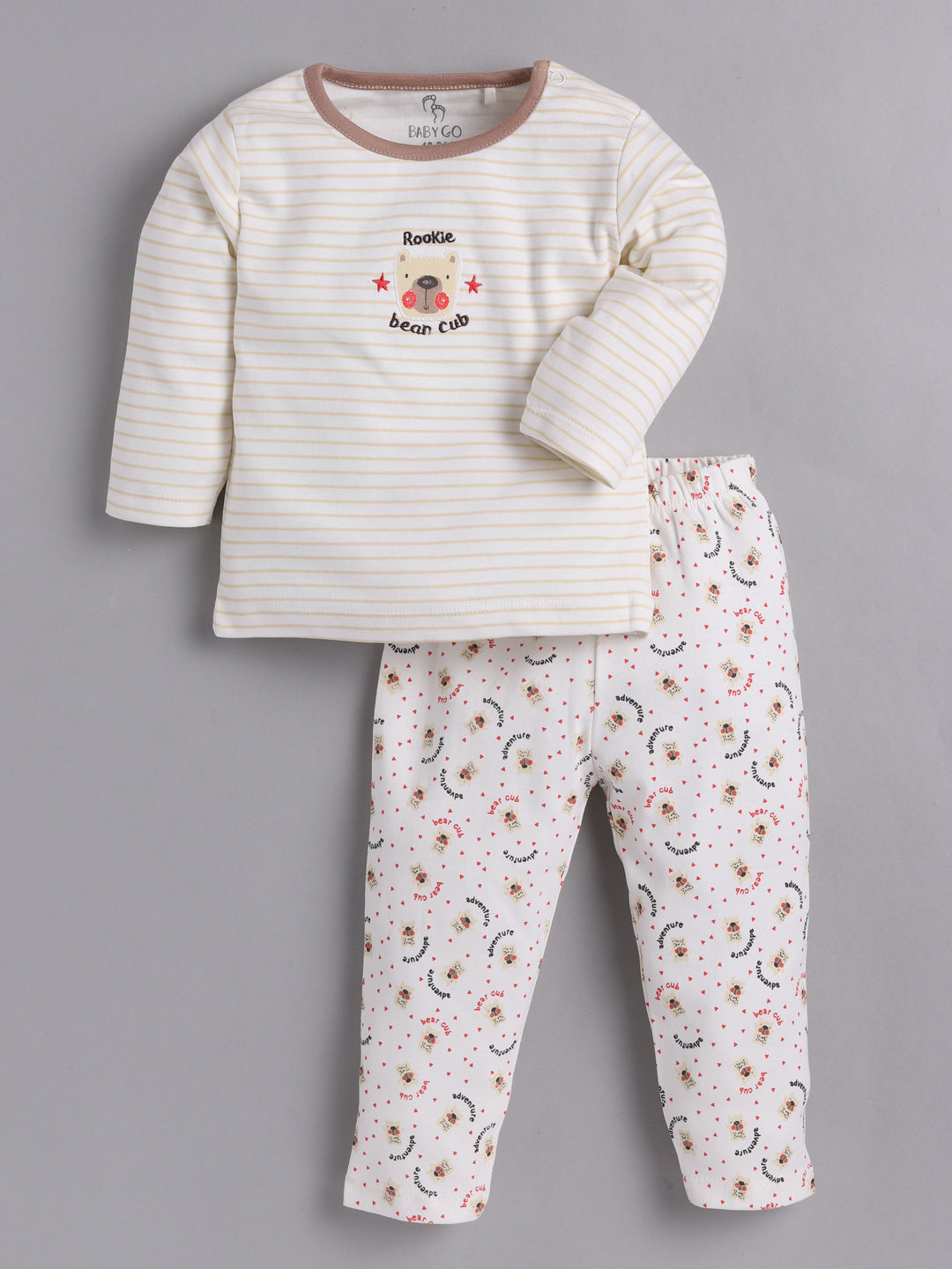 Baby full sleeve Cotton Dress/T-shirts pant set clothes for baby Boy BEIGE