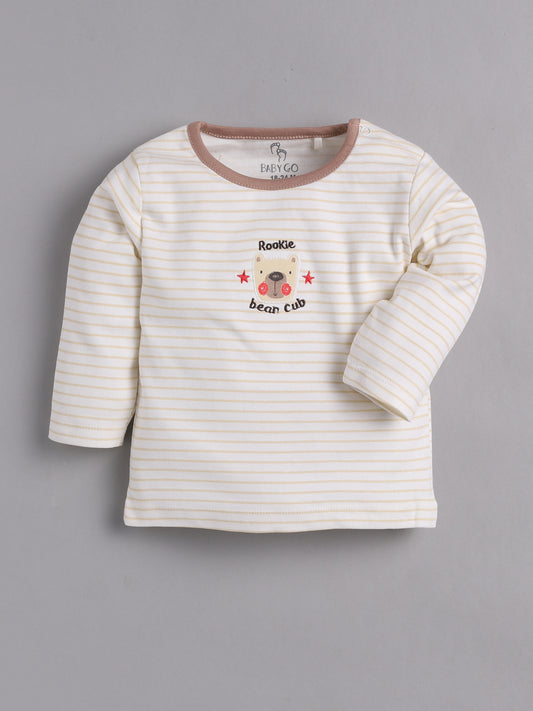 Baby full sleeve Cotton Dress/T-shirts pant set clothes for baby Boy BEIGE