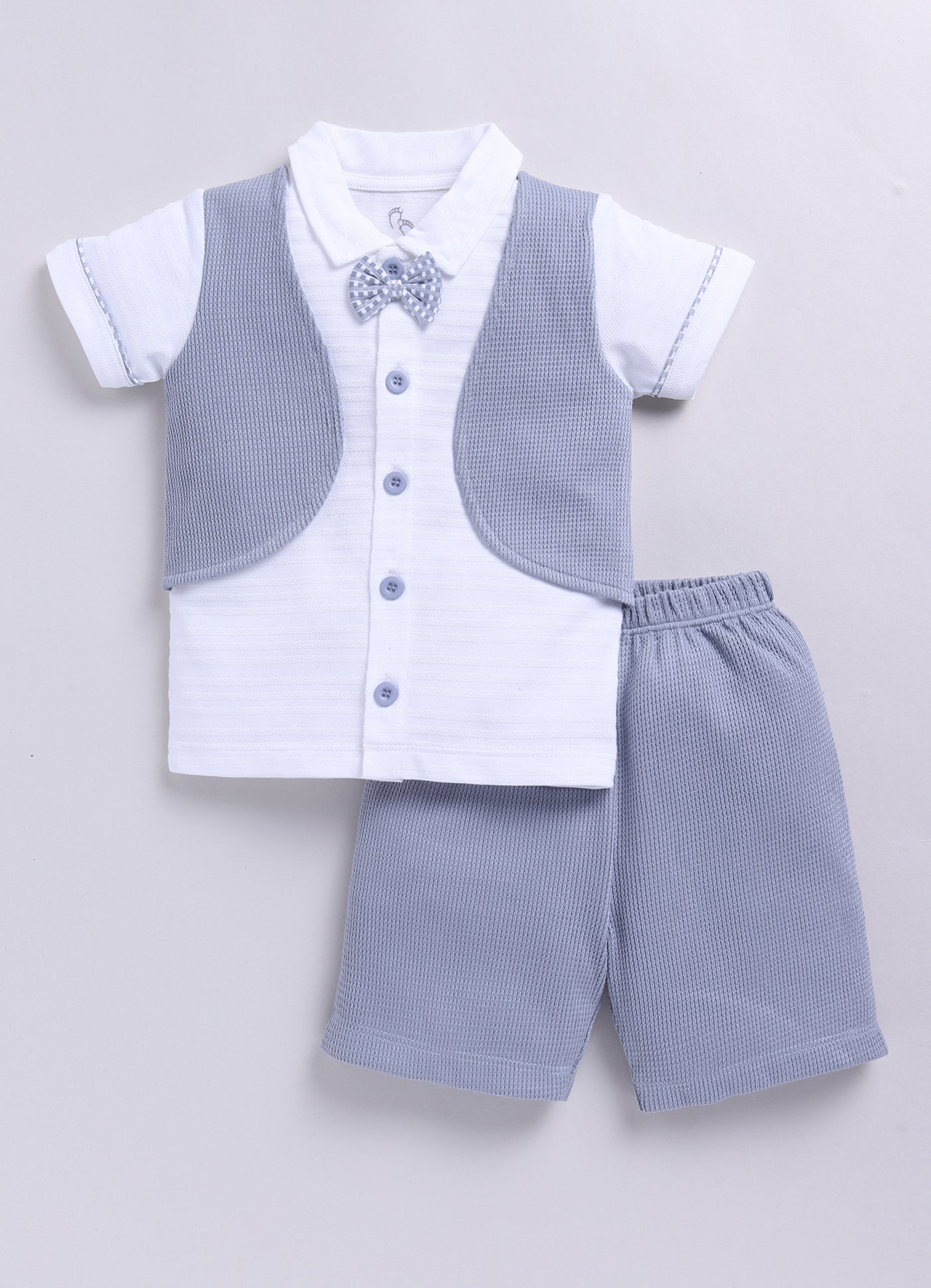 Playtime Ready Baby Boy Designer Half T Shirt & Short Set-Charcoal