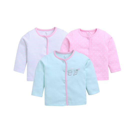 Baby Boys & Baby Girls Printed Pure Cotton T Shirt  (Multicolor, Pack of 3)