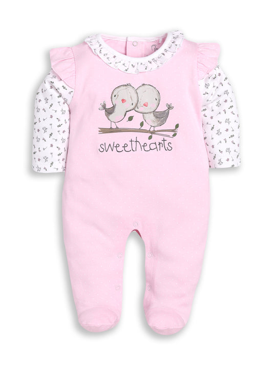 BABY GO 100% Pure Cotton Romper/Bodysuit/Sleepsuit for Baby Girls-PINK
