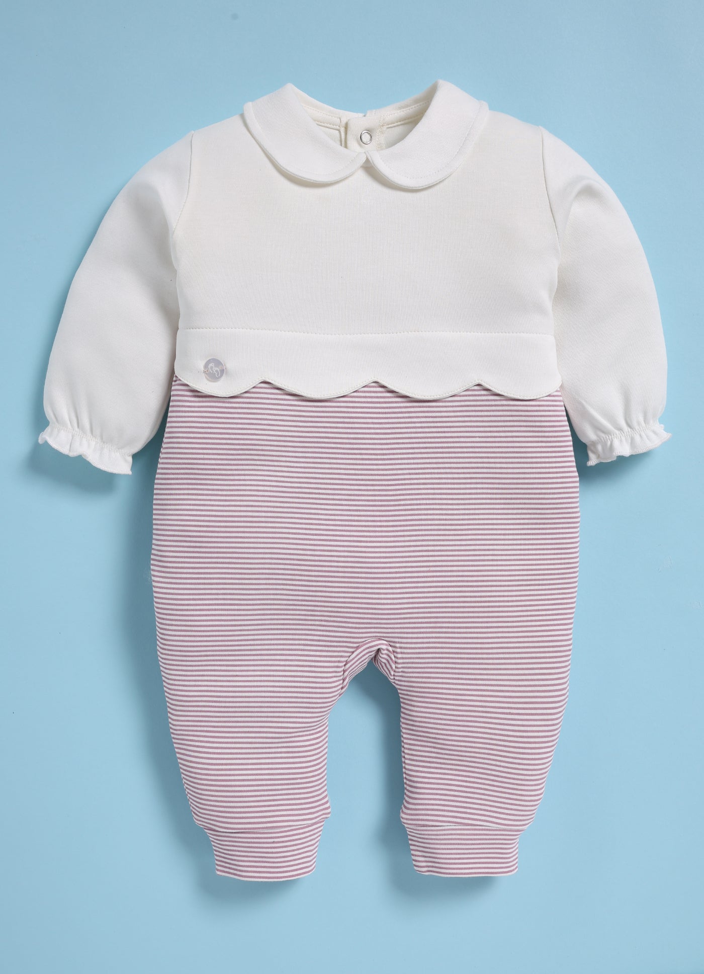 Full Sleeve Romper for Girls - Mauve Striped