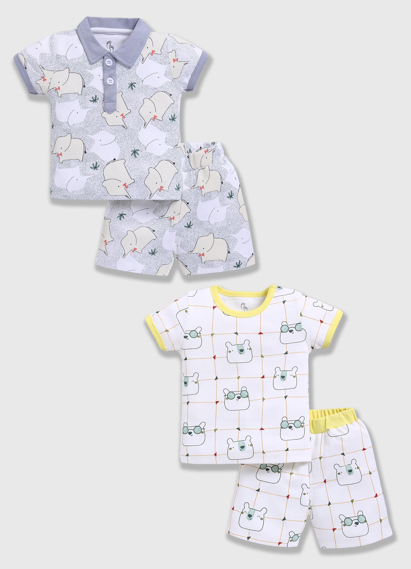 Half Sleeve Top & Bottom for Boys - Light Green & Green
