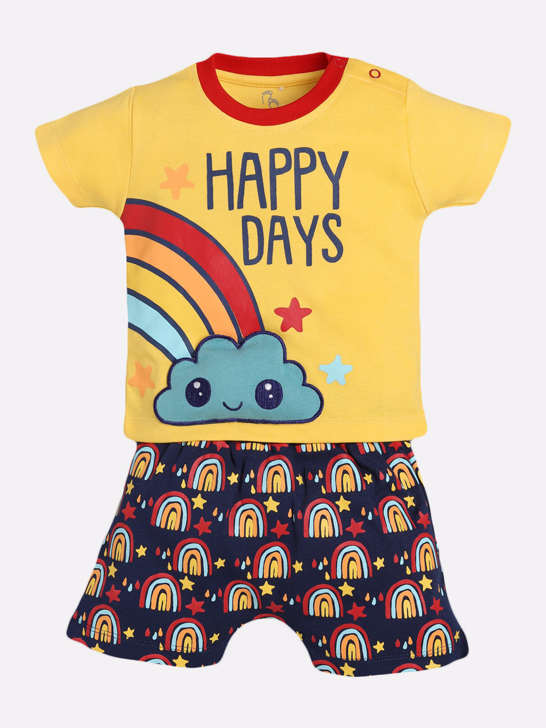 T-shirt and Shorts Set for Baby Boys 100% pure cotton-YELLOW